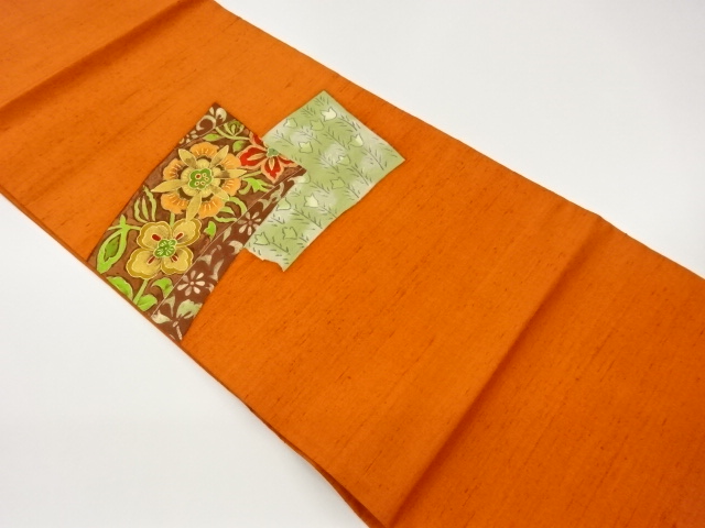 JAPANESE NAGOYA OBI / TSUMUGI / KINSAI / FLORAL PLANTS